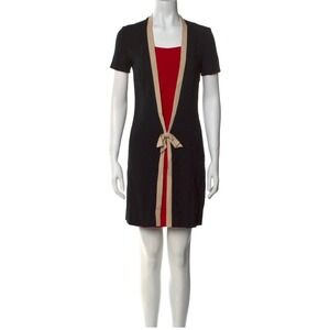 Moschino Cheap and Chic Dress Womens 6 Black Red Bow Tie Trompe L'oeil Italy